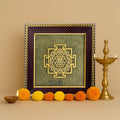 Shree Yantra on Raw Pyrite Frame