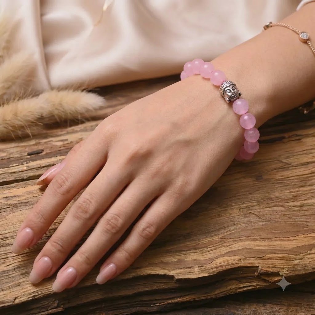 Rose Quartz Bracelet with Buddha