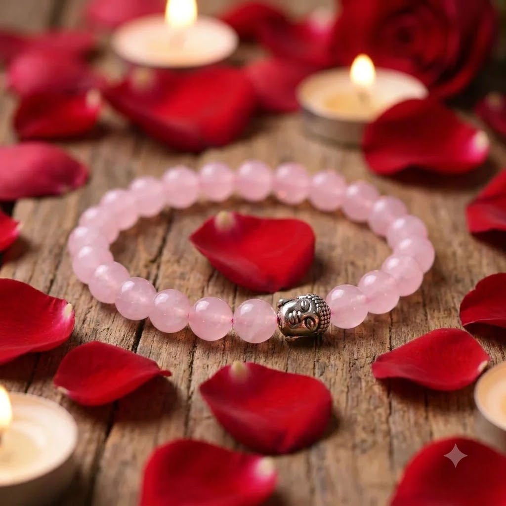 Rose Quartz Bracelet with Buddha