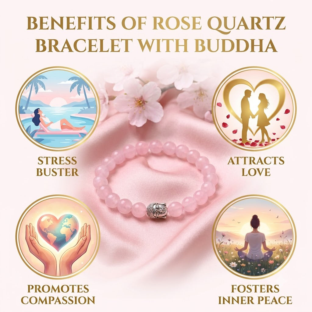 Rose Quartz Bracelet with Buddha