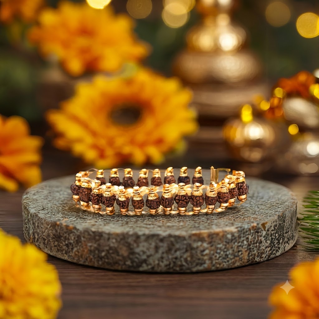 Gold-Plated Rudraksha Bracelet