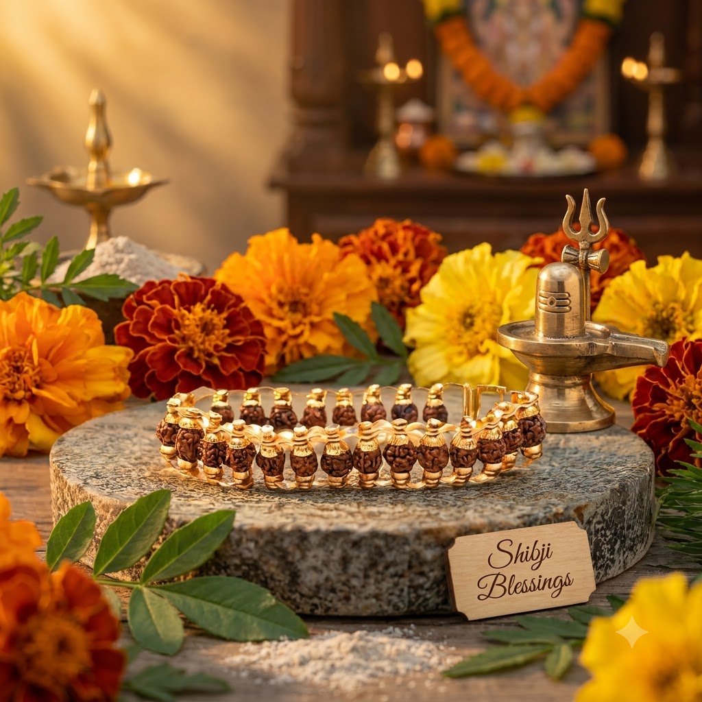 Gold-Plated Rudraksha Bracelet