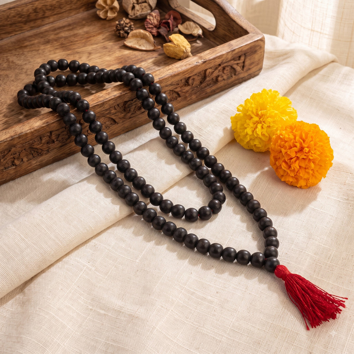 Karungali Malai 8mm – 108+1 Authentic Ebony Wood Beads