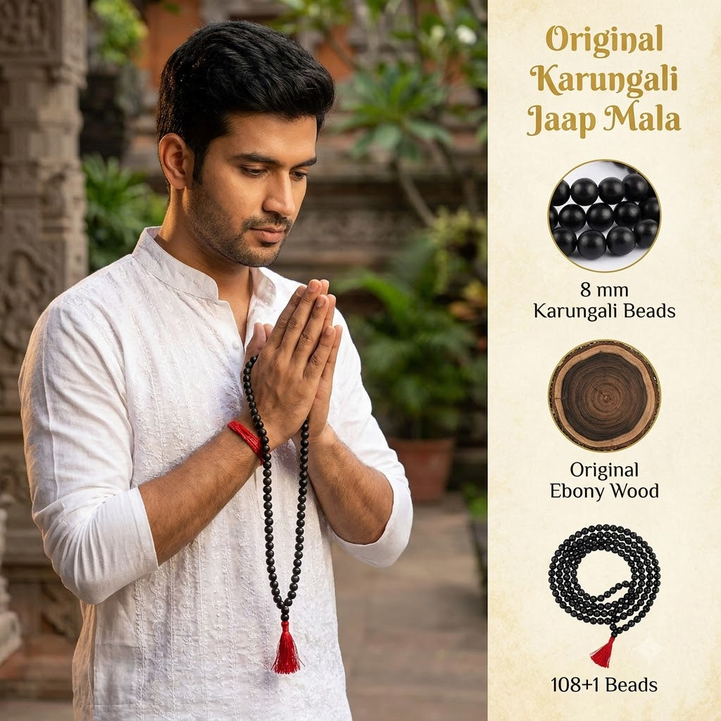 Karungali Malai 8mm – 108+1 Authentic Ebony Wood Beads