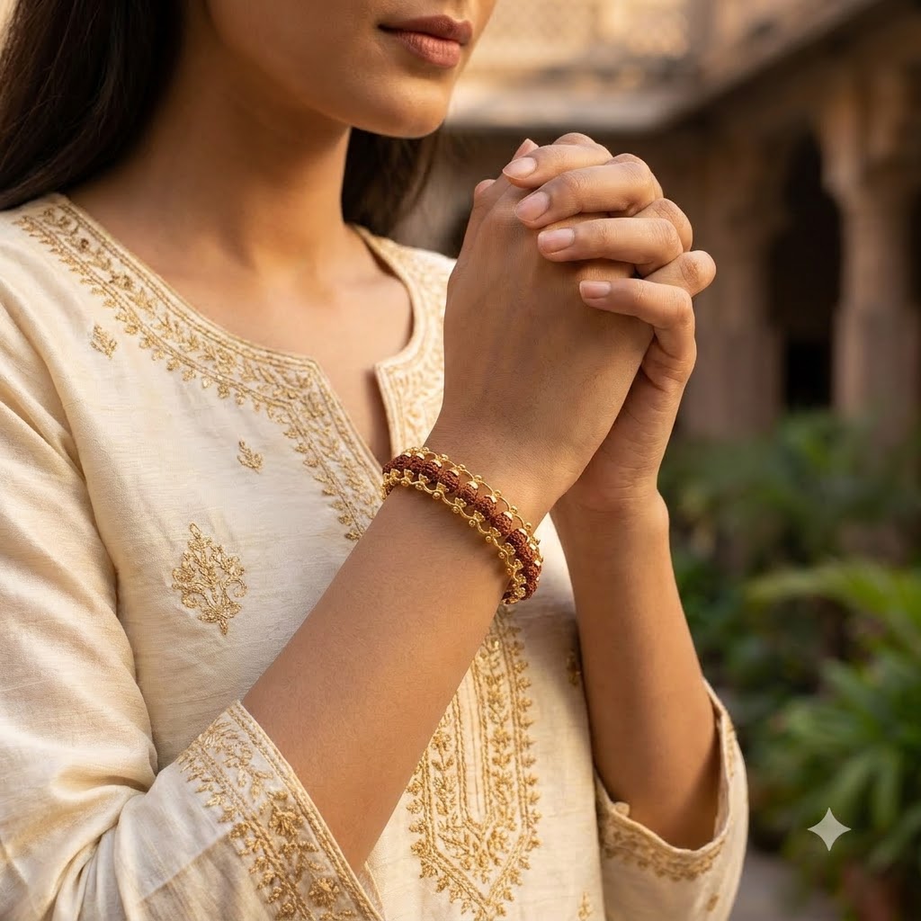 Gold-Plated Rudraksha Bracelet