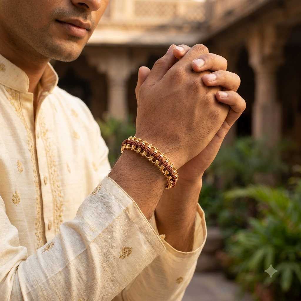 Gold-Plated Rudraksha Bracelet