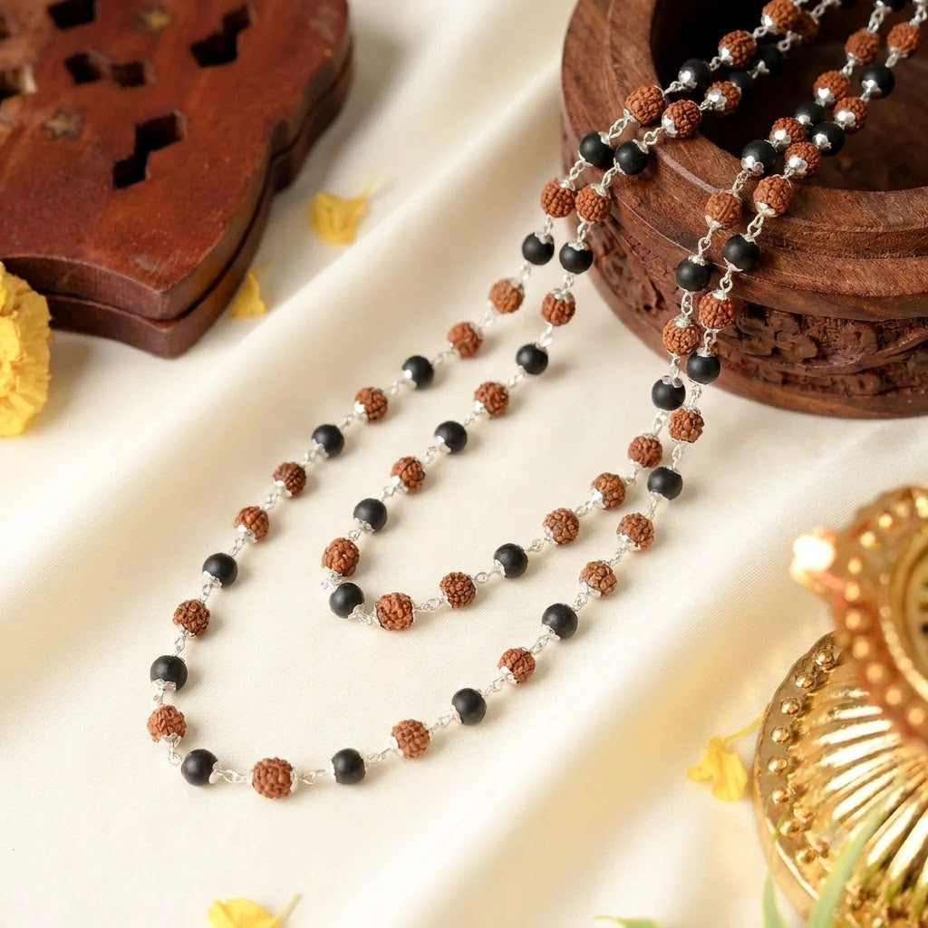 Karungali Malai Silver Capped  6mm – 54+1 Beads (Govt. Certified)