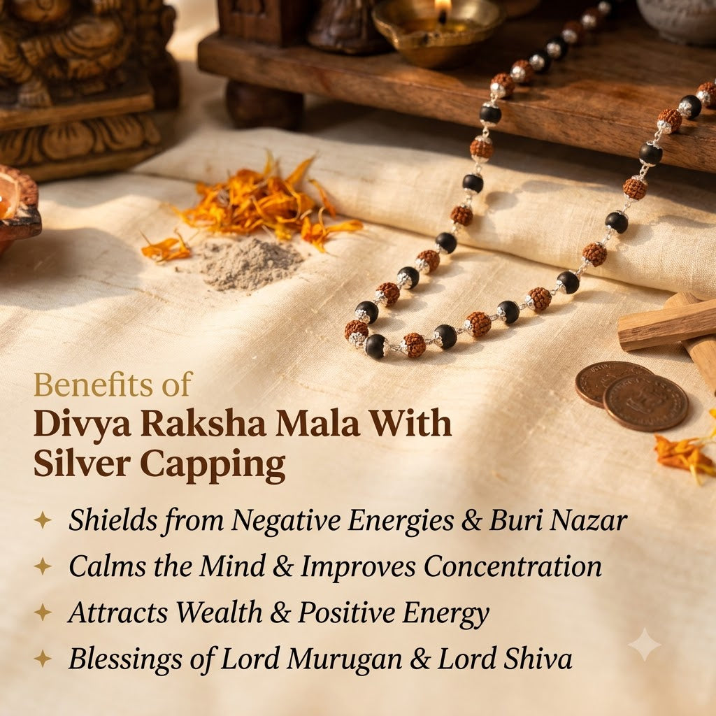 Karungali Malai Silver Capped  6mm – 54+1 Beads (Govt. Certified)