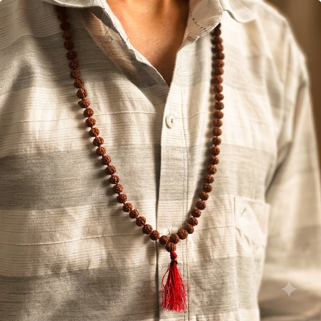 Original 5 Mukhi Rudraksha Mala 108+1 Beads | Lab Certified & Energized